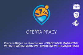 Praca w Kielce na stanowisku – PRACOWNIK MAGAZYNU W PRZETWÓRNI WARZYW I OWOCÓW W HOLANDII (M/K)